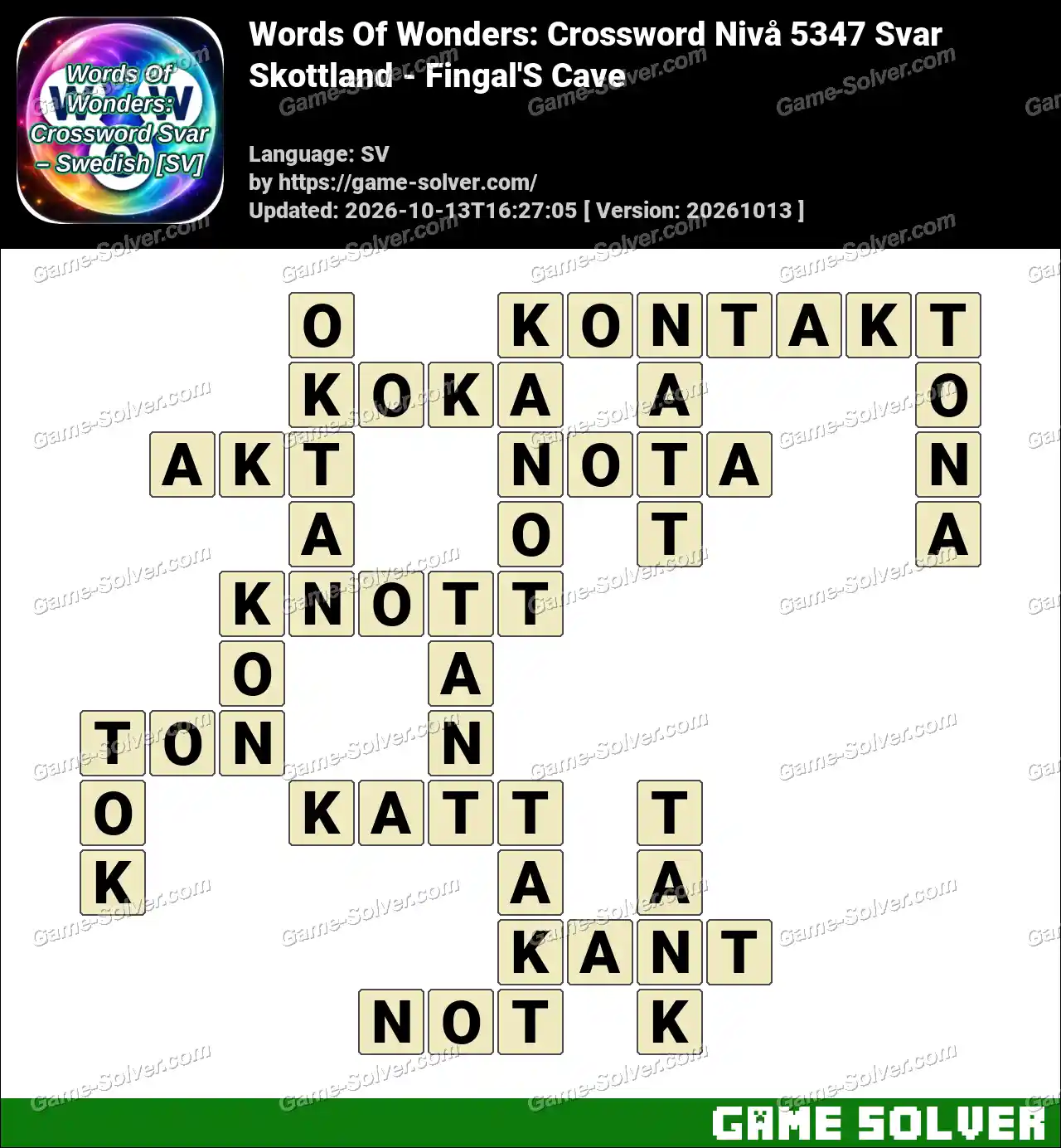 Words Of Wonders: Crossword Nivå 5347 Svar – Skottland – Fingal’S Cave